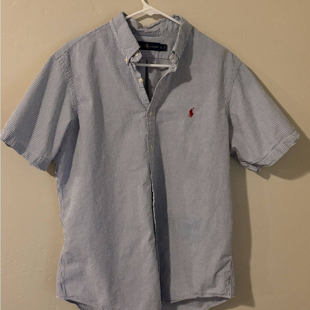 Ralph Lauren Men's Blue Striped Casual Shirt